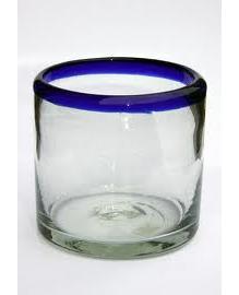 Ofertas / Juego de 6 vasos roca con borde azul cobalto / �stos artesanales vasos le dar�n un toque cl�sico a su bebida favorita en las rocas.